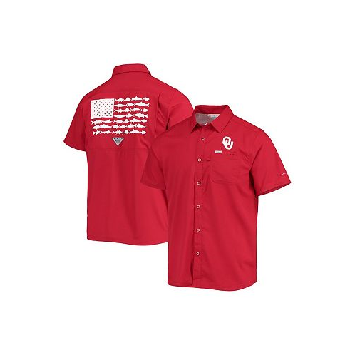 Columbia Mens PFG Crimson Oklahoma Sooners Slack Tide Camp Button-Up Shirt
