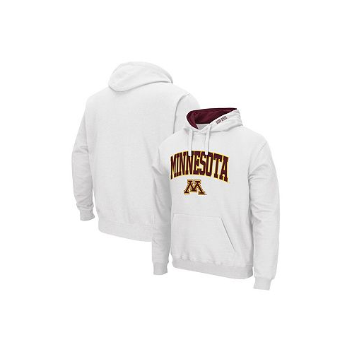 Colosseum Mens White Minnesota Golden Gophers Arch and Logo 3.0 Pullover Hoodie
