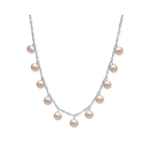 Macys White Cultured Freshwater Pearl (8mm) Dangle 18 Statement Necklace (Also in Pink & Dyed Gray Cultured Freshwater Pearl)
