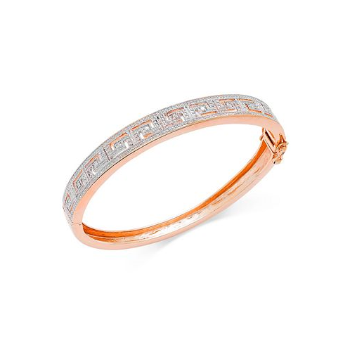 Macys Diamond Accent Greek Key Bangle Bracelet in Silver Plated Brass