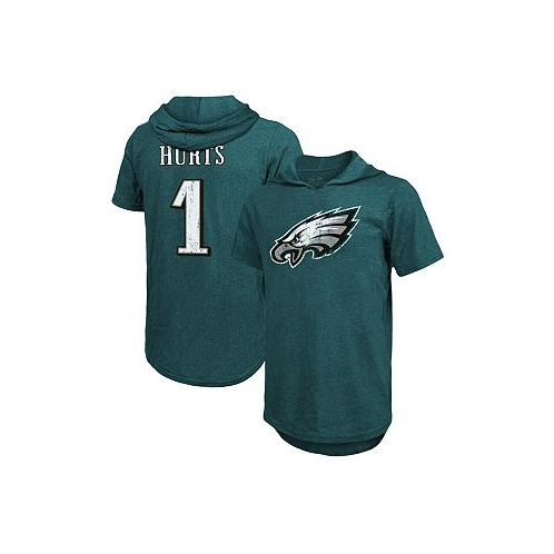 Majestic Mens Threads Jalen Hurts Midnight Green Philadelphia Eagles Name and Number Tri-Blend Hoodie T-shirt