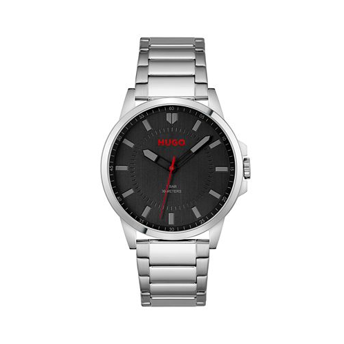 Hugo Boss Mens First Silver-Tone Stainless Steel Bracelet Watch 43mm