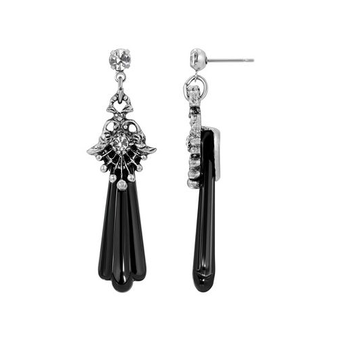 2028 Womens Crystal and Jet Drop Earring