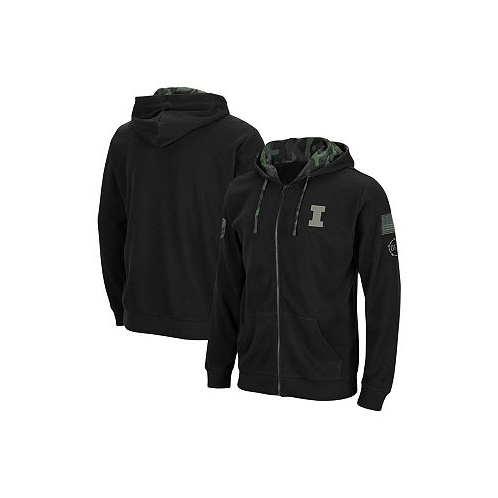 Colosseum Mens Black Illinois Fighting Illini OHT Military-Inspired Appreciation Waffle Full-Zip Hoodie