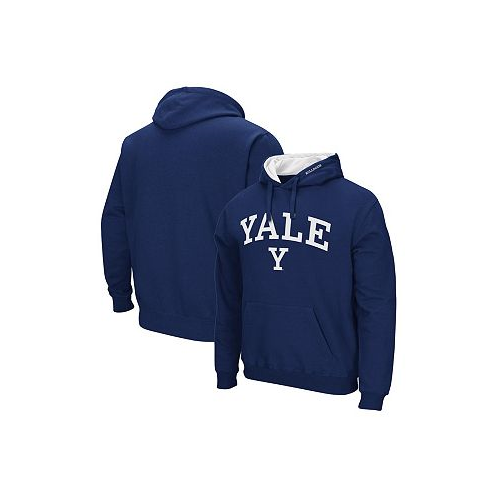 Colosseum Mens Navy Yale Bulldogs Arch and Logo Pullover Hoodie
