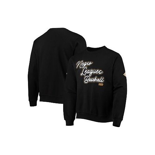 Stitches Mens Black Negro League Baseball All-Over Print Logo Pullover Hoodie