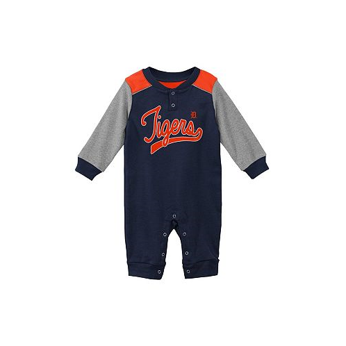 Outerstuff Unisex Newborn Infant Navy and Heathered Gray Detroit Tigers Scrimmage Long Sleeve Jumper