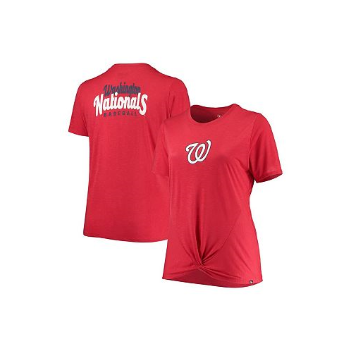 New Era Womens Red Washington Nationals Plus Size 2-Hit Front Knot T-shirt