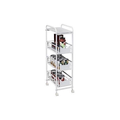 Honey Can Do 4 Tier Slim Rolling Cart with Drawers