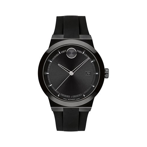 Movado Mens Swiss Fusion Bold Black Silicone Strap Watch 42mm