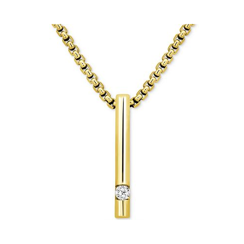 Macys Mens Diamond Solitaire Vertical Bar 22 Pendant Necklace (1/10 ct. t.w.)