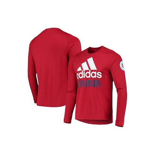 Adidas Mens Red Chicago Fire Vintage-Like Performance Long Sleeve T-shirt