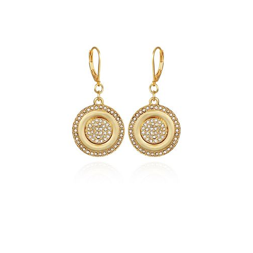 Vince Camuto Gold-Tone Pave Stone Coin Drop Earrings