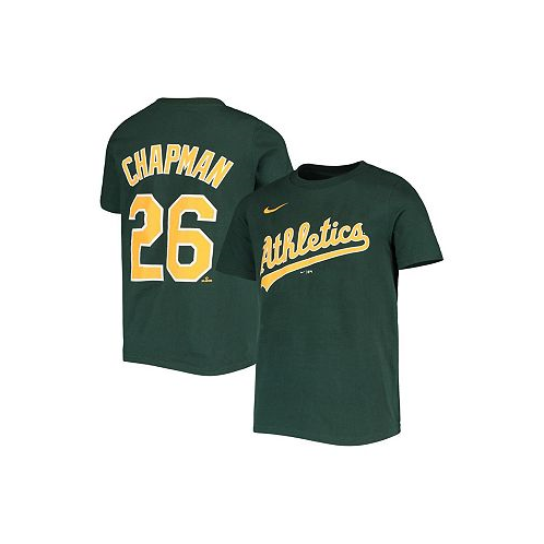Nike Big Boys Matt Chapman Green Oakland Athletics Team Player Name and Number T-shirt