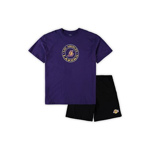 Concepts Sport Mens Purple Black Los Angeles Lakers Big and Tall T-shirt and Shorts Sleep Set