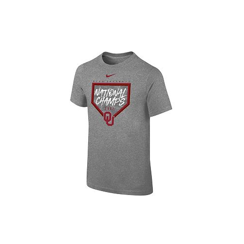 Nike Big Boys Heathered Gray Oklahoma Sooners 2022 NCAA Softball Womens College World Series Champions T-shirt