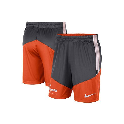 Nike Mens Anthracite and Orange Clemson Tigers Team Performance Knit Shorts