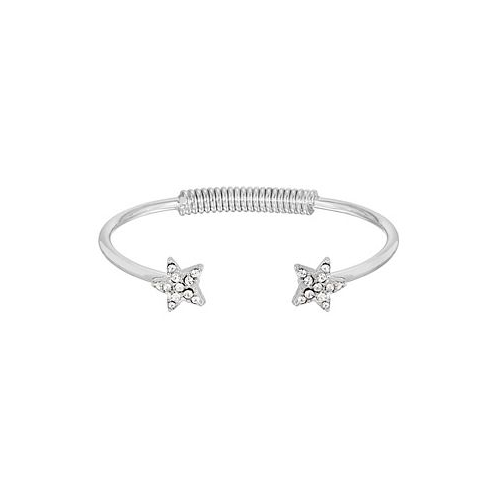 2028 Silver-Tone Crystal Star Spring Bracelet