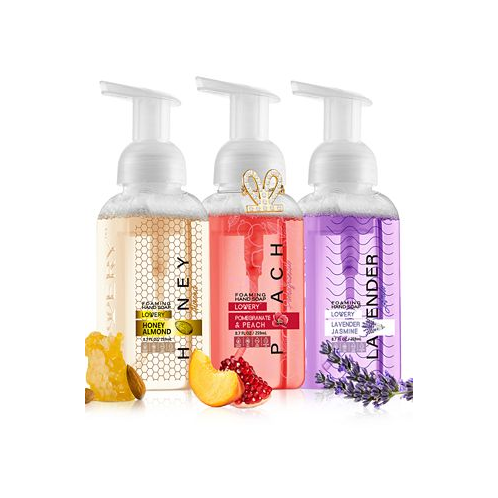 Lovery Hand Foaming Soap in Honey Almond Pomegranate Peach Lavender Jasmin Moisturizing Hand Soap With Flawless Crystal Heart Bracelet - Hand Wash Set 4 Piece