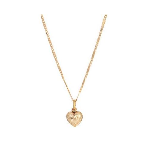 2028 14k Gold-Plated Small Puffed Heart Floral Pattern Necklace