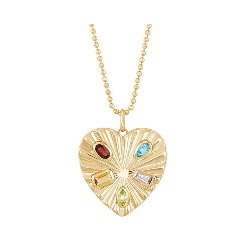Macys Multi-Stone (1 ct.tw.) 18 Heart Pendant Necklace in 14k Gold-Plated Sterling Silver
