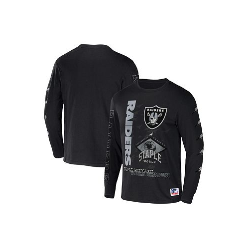 NFL Properties Mens NFL X Staple Black Las Vegas Raiders World Renowned Long Sleeve T-shirt