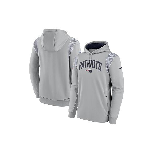 Nike Mens Gray New England Patriots Sideline Athletic Stack Performance Pullover Hoodie