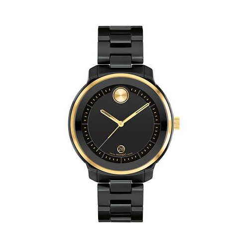 Movado Womens Bold Verso Swiss Quartz Black Ceramic Bracelet Watch 39mm