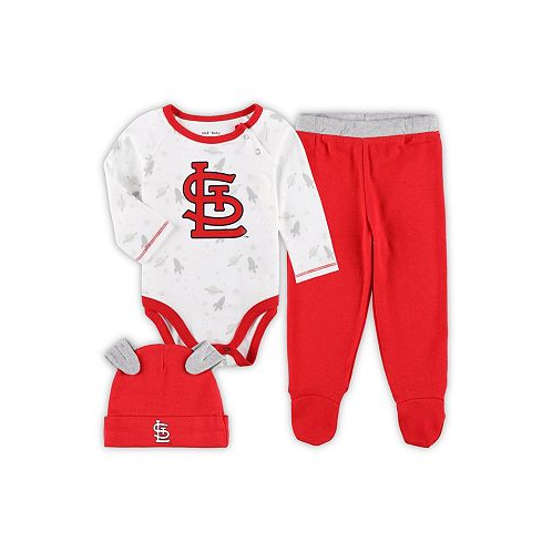 Outerstuff Newborn and Infant Boys and Girls Red White St. Louis Cardinals Dream Team Bodysuit Hat and Footed Pants Set