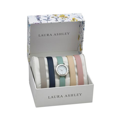 Laura Ashley Womens Quartz Multi-Colored Polyurethane Straps Watch 26mm Set