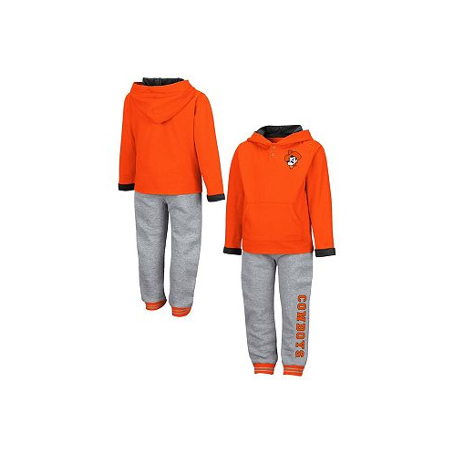 Colosseum Toddler Boys Orange and Heathered Gray Oklahoma State Cowboys Poppies Pullover Hoodie and Sweatpants Set