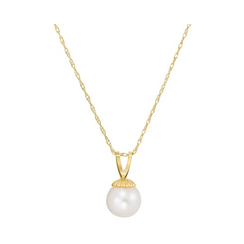Macys Cultured Freshwater Pearl (6-3/4mm) 18 Pendant Necklace in 14k Gold