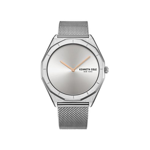 Kenneth Cole New York Mens Modern Classic Silver-Tone Stainless Steel Mesh Bracelet Watch 41mm
