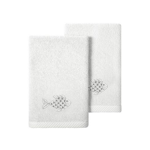 Linum Home Textiles Turkish Cotton Figi Embellished Bath Towel Set 2 Piece