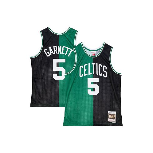 Mitchell & Ness Mens Kevin Garnett Black Kelly Green Boston Celtics Hardwood Classics 2007-08 Split Swingman Jersey