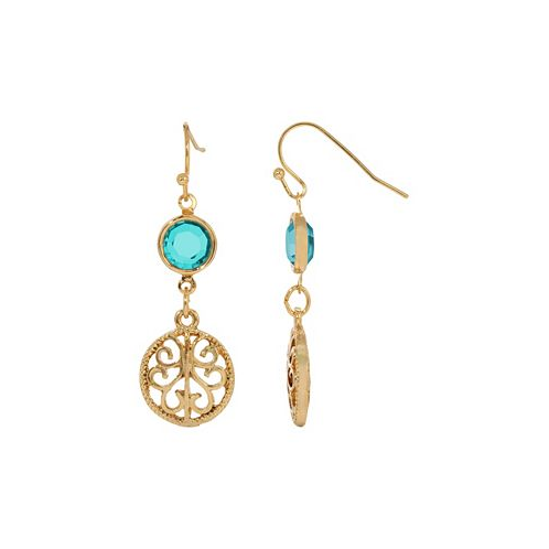 2028 Womens Gold-Tone with Blue Zircon Earrings