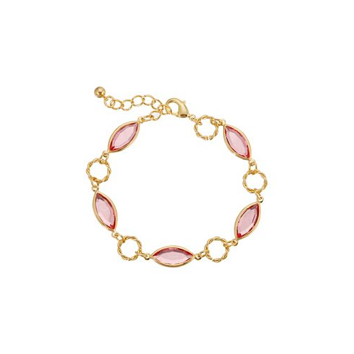 2028 Gold-Tone Pink Crystal Linking Bracelet