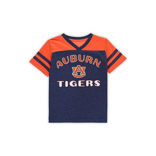 Colosseum Girls Toddler Navy Orange Auburn Tigers Piecrust Promise Striped V-Neck T-shirt