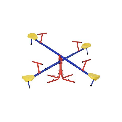 Outsunny Metal Seesaw for Kids 71.75 L x 71.75 W x 19 H Red Blue Yellow
