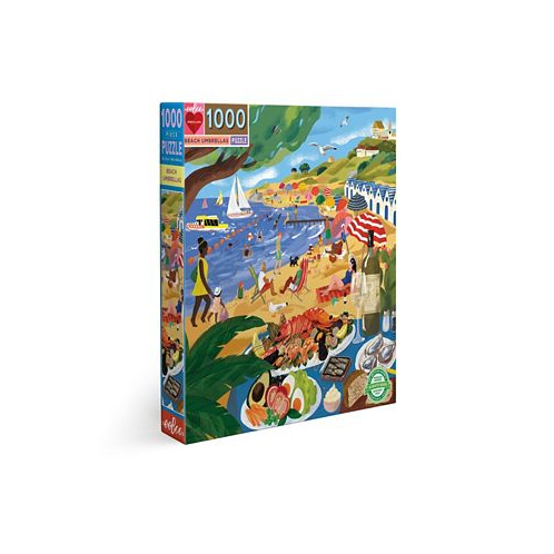 Eeboo Piece and Love Beach Umbrellas 1000 Piece Square Adult Jigsaw Puzzle