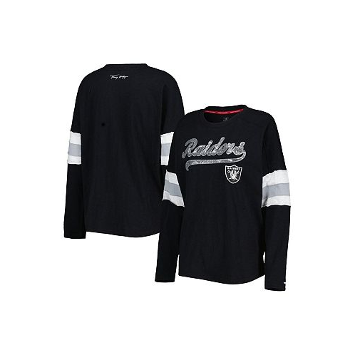 Tommy Hilfiger Womens Black Las Vegas Raiders Justine Long Sleeve Tunic T-shirt