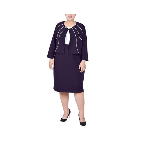 NY Collection Plus Size Jacket and Dress 2 Piece Set
