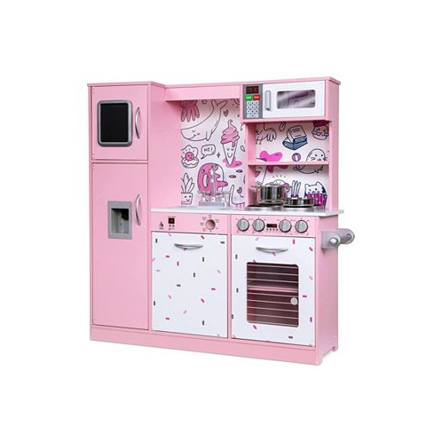 Lil Jumbl Kitchen Set for Kids Wooden Pretend Play Kitchen Set Pink