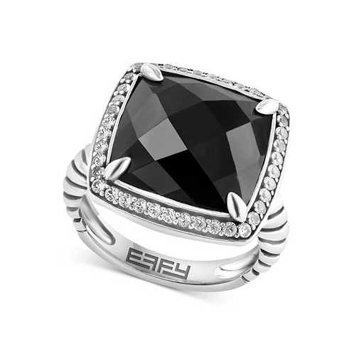 EFFY Collection EFFY Onyx & White Topaz (5/8 ct. t.w.) Statement Ring in Sterling Silver