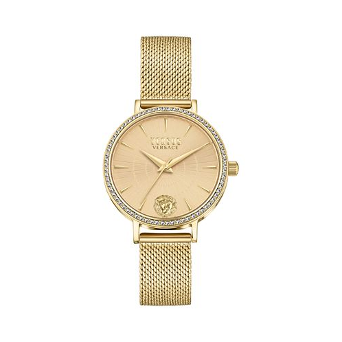 Versus Versace Womens Mar Vista Gold Ion-Plated Mesh Bracelet Watch 34mm