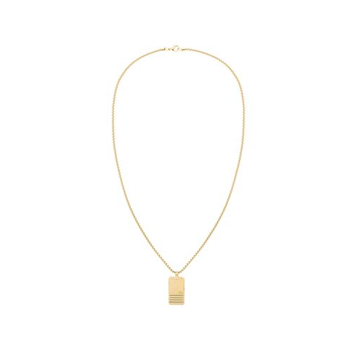 Tommy Hilfiger Mens Gold-Tone Dog Tag Pendant Necklace