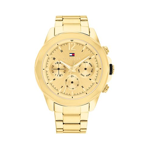 Tommy Hilfiger Mens Multifunction Gold-Tone Stainless Steel Bracelet Watch 46mm