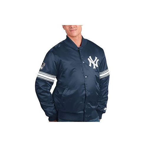 Starter Mens Navy New York Yankees Pick and Roll Satin Varsity Full-Snap Jacket