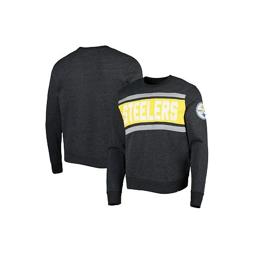 47 Brand Mens Heathered Black Pittsburgh Steelers Bypass Tribeca Pullover Sweatshirt