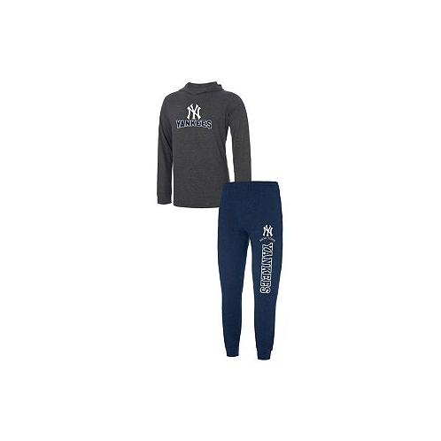 Concepts Sport Mens Navy Charcoal New York Yankees Meter Hoodie and Joggers Set
